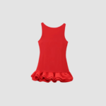 robe courte rouge à volants